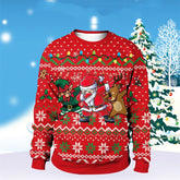 Unisex Digital Print Christmas Sweater - Polyester Top