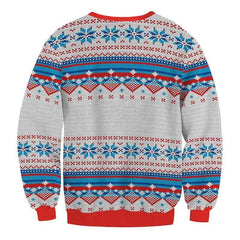 Cozy Festive Christmas Sweater with Santa and Tree Prints