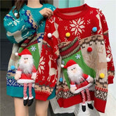 Cozy Red Christmas Sweater for Couples - Festive 3D Design