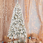 Flocked PVC Christmas Tree with Warm White LED Lights