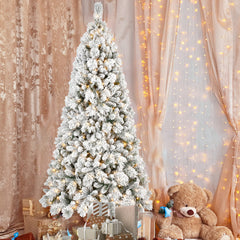 Flocked PVC Christmas Tree with Warm White LED Lights