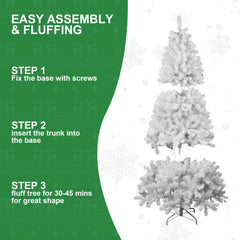 4ft White Christmas Tree with Memory Wire – No Fluff Needed