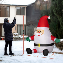 Santa & Penguin Inflatable with LED Lights and Candy Cane
