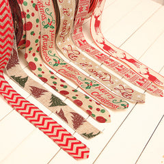Festive Polka Dot Linen Christmas Ribbon - 2m Variety Set