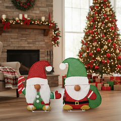 Lighted Gnome & Candy Cane Christmas Decor with 80 LEDs