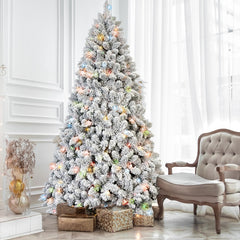 PVC Christmas Tree with Lights, Pine Cones, 4ft to 7ft