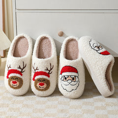 Cozy Cartoon Santa & Animal Winter Slippers for Couples