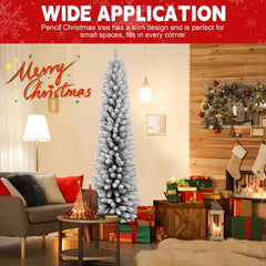 Flocked PVC Pencil Christmas Tree with 6FT & 7FT Options