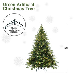 Hybrid PE/PVC Christmas Tree with Lights - Multiple Sizes