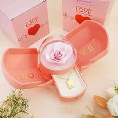 Surprise Flower Jewelry Box with Rose Gold & Hidden Drawer