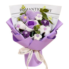 Handmade Crochet Rose Bouquet - Pink & Purple Artificial Roses