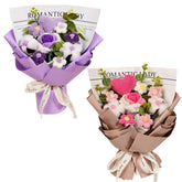 Handmade Crochet Rose Bouquet - Pink & Purple Artificial Roses