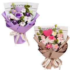 Handmade Crochet Rose Bouquet - Pink & Purple Artificial Roses