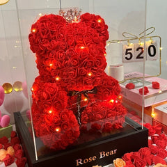 Artificial Eternal Rose Teddy Bear for Mother's Day Gifts