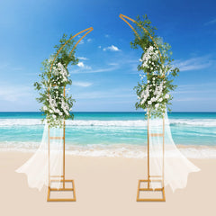 White/Gold Wedding Arch Backdrop Stand - 2.1m 2pcs Set