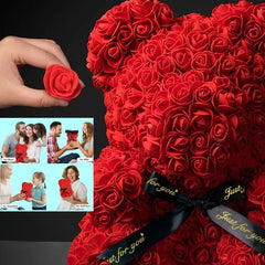 Artificial Eternal Rose Teddy Bear for Mother's Day Gifts