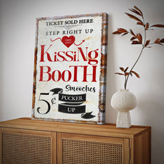 Personalized Valentine's Day Kissing Booth Canvas Sign