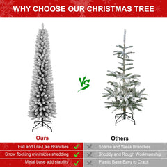 Flocked PVC Pencil Christmas Tree with 6FT & 7FT Options