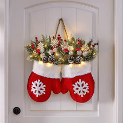 Christmas Glove Wreath with LED Lights for Festive Decor