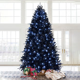 Black Christmas Tree with White Lights, 4ft-9ft, PE/PVC Mix