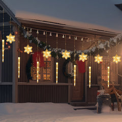 Colorful Snowflake Icicle USB Lights - 8 Modes for Christmas