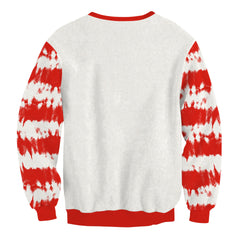 Men's Christmas Tree Striped Sweater with Digital Print Design