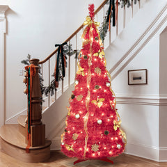 6ft Red Pop-Up Christmas Tree with 150 Warm LED Lights