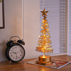 LED Metal Spiral Christmas Tree Decor with Warm Lights