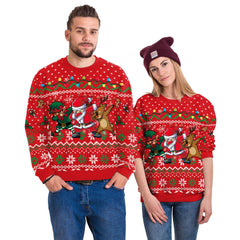 Unisex Digital Print Christmas Sweater - Polyester Top