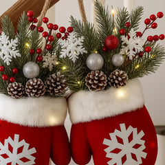 Christmas Glove Wreath with LED Lights for Festive Decor