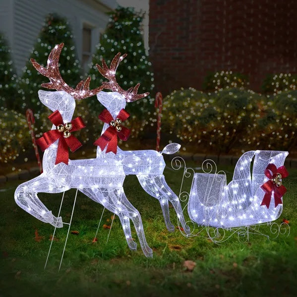 Lighted Reindeer & Sleigh Set with 270 LED Holiday Lights