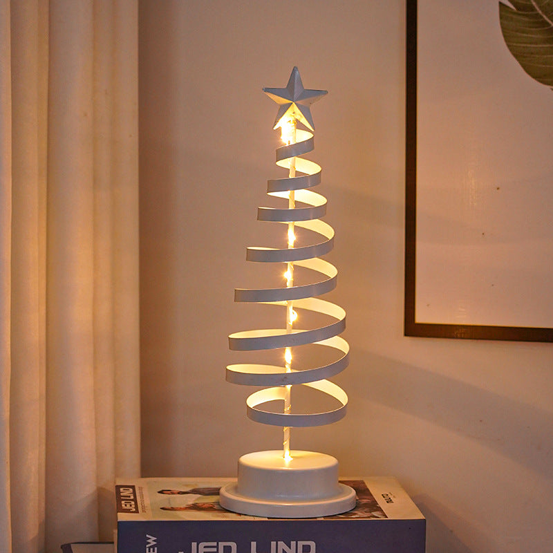 LED Metal Spiral Christmas Tree Decor with Warm Lights