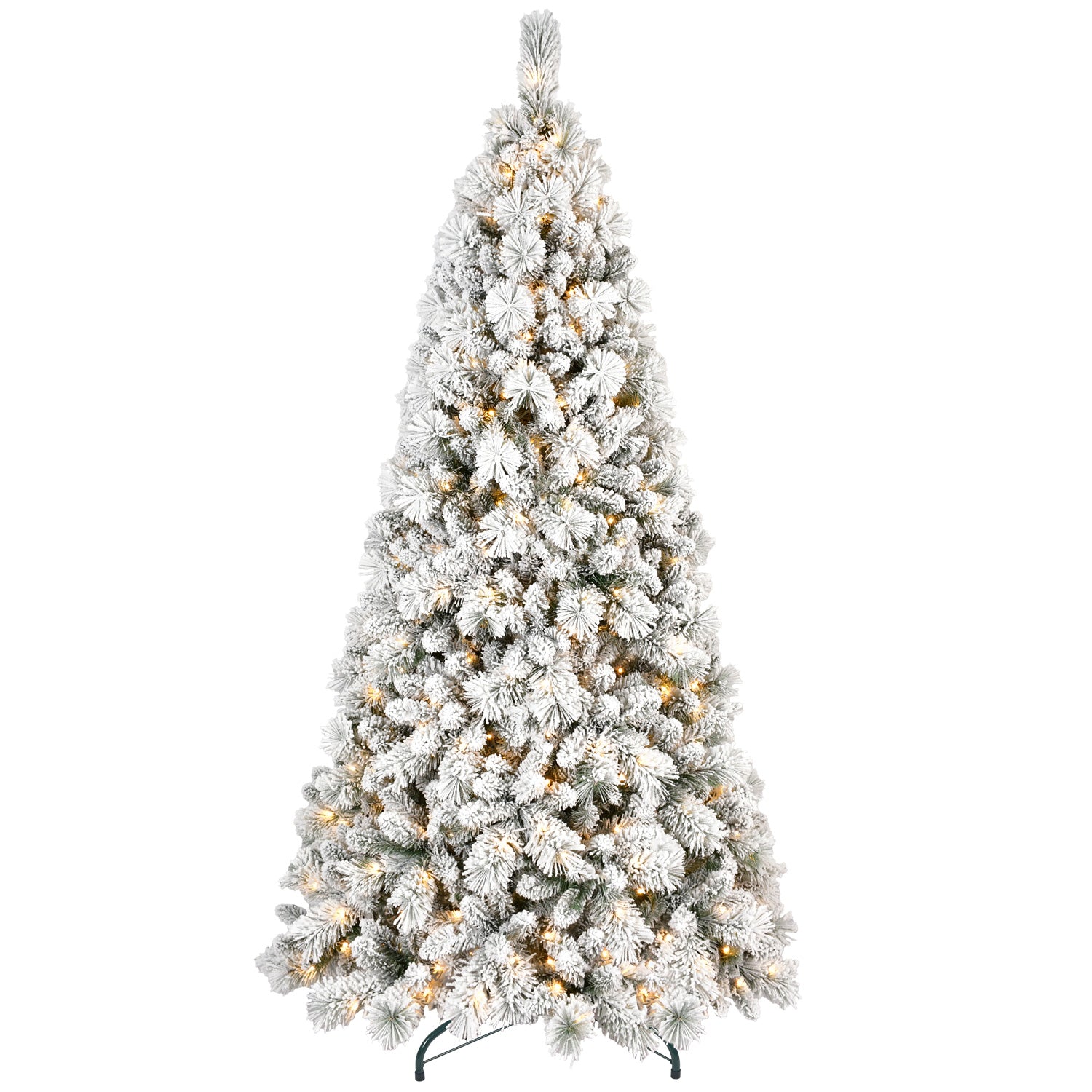 Flocked PVC Christmas Tree with Warm White LED Lights