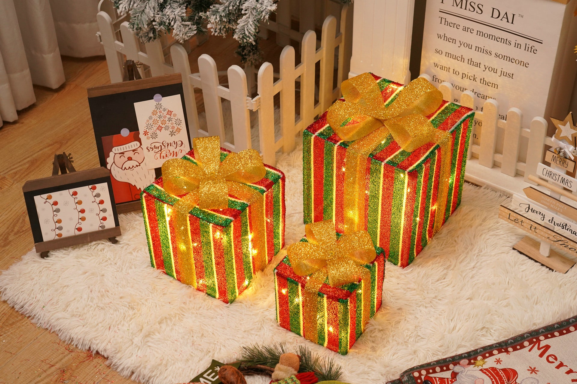 Battery-Powered LED Christmas Gift Box Decoration Lights Set