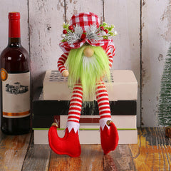 Festive Long Legged Christmas Doll with Green Beard Decor