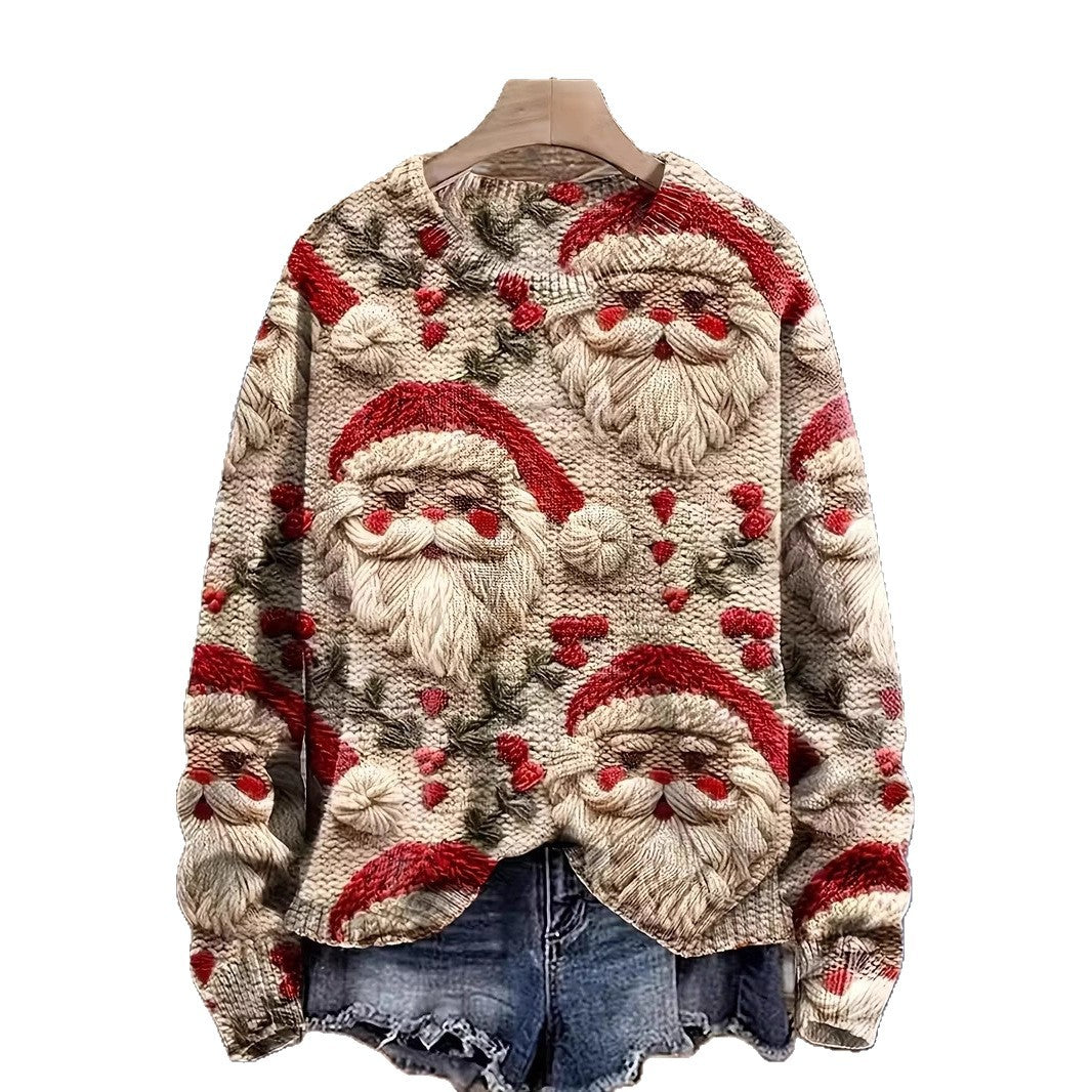 Women's 3D Christmas Pattern Pullover Sweatshirt - Sizes S-XXXL