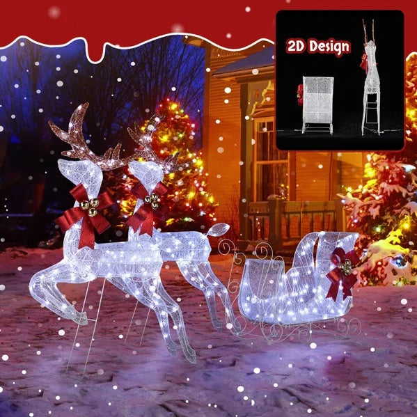 Lighted Reindeer & Sleigh Set with 270 LED Holiday Lights