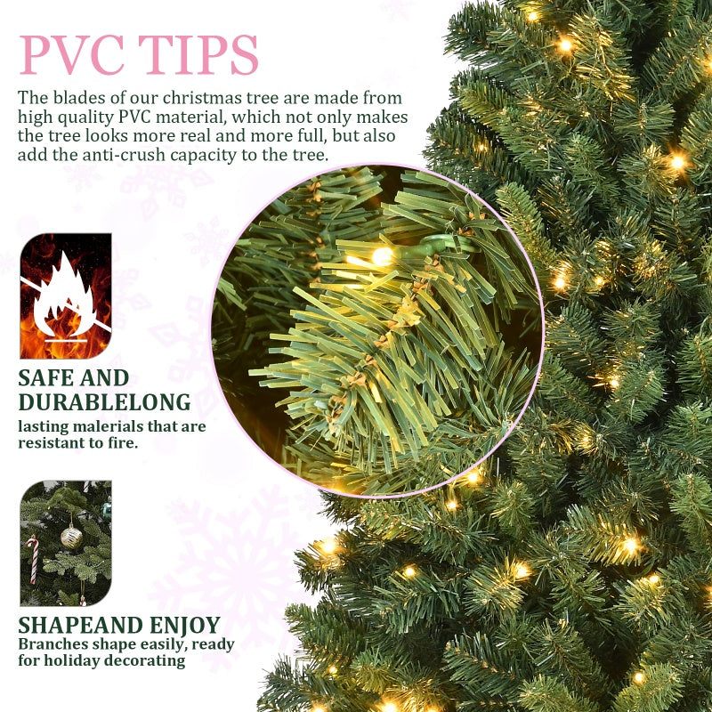 6ft & 7ft PVC Christmas Trees with Wifi Lights & Decorations