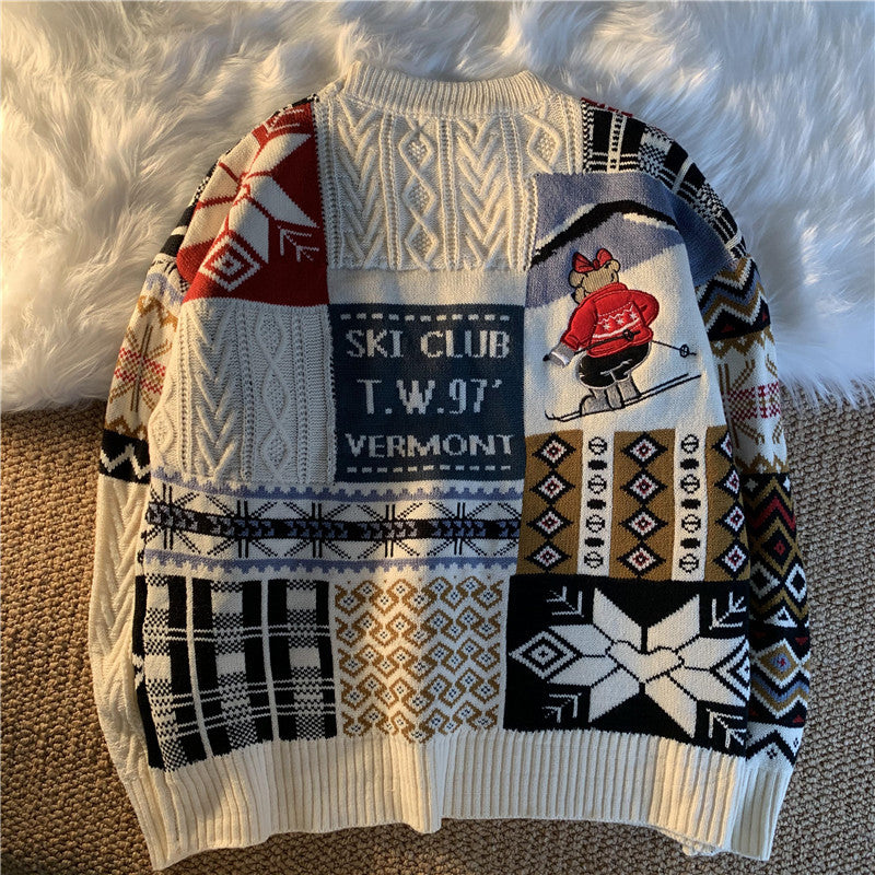 Men's Red Christmas Sweater with Bear Design - Winter Fashion