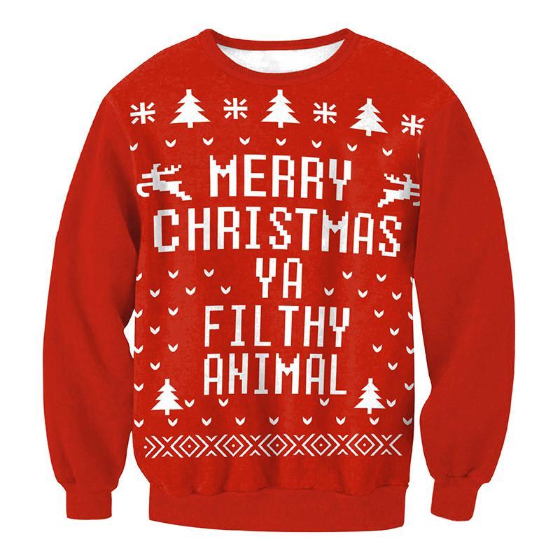 Cozy Festive Christmas Sweater with Santa and Tree Prints