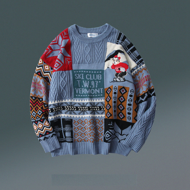 Men's Red Christmas Sweater with Bear Design - Winter Fashion