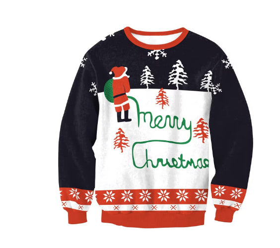 Unisex Digital Print Christmas Sweater - Polyester Top