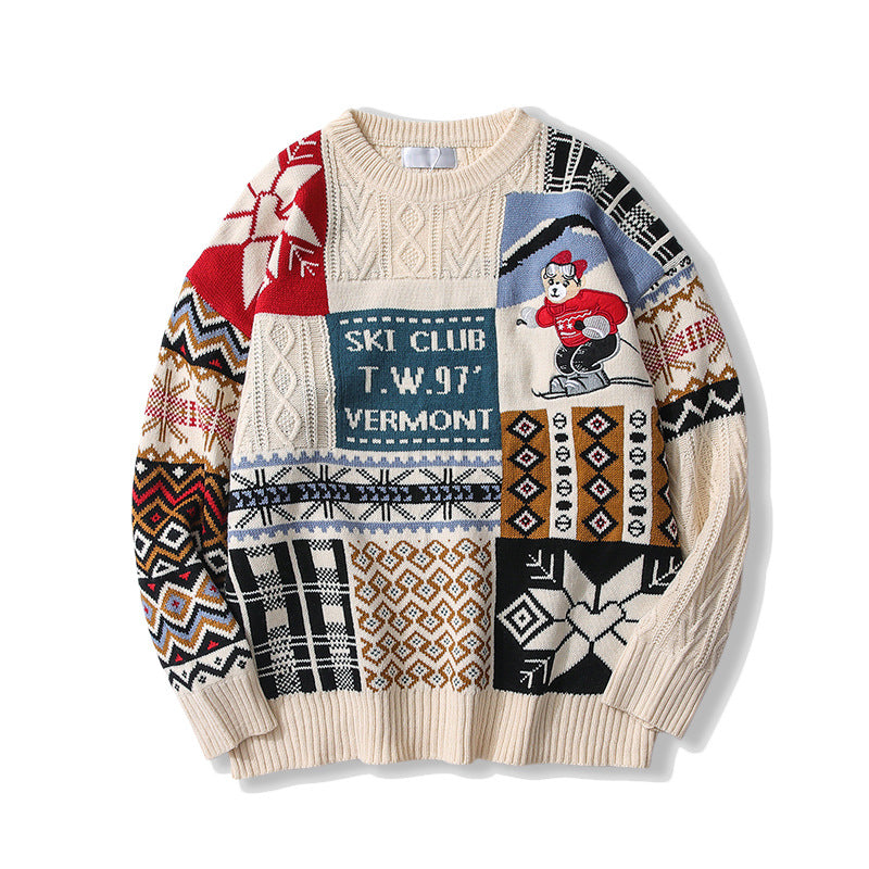 Men's Red Christmas Sweater with Bear Design - Winter Fashion