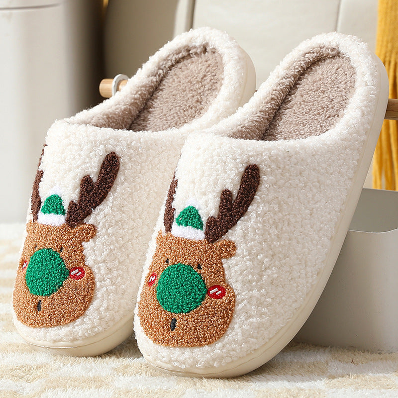 Cozy Christmas Elk Bedroom Slippers - Soft & Stylish House Shoes