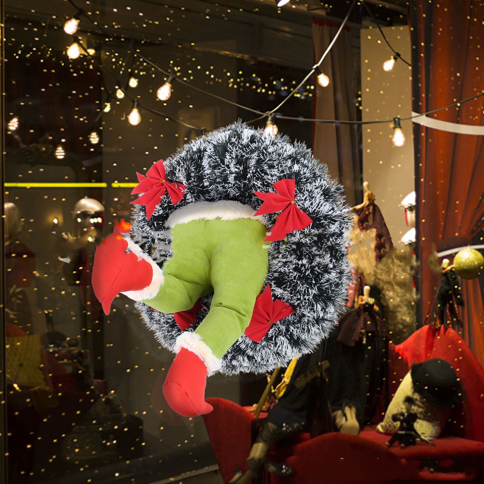 Festive Green Grinch Leg Ornament for Christmas Trees