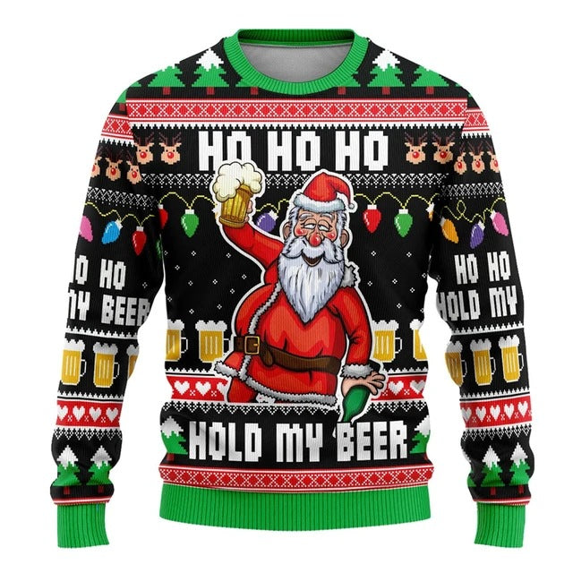 Unisex Funny Cartoon Santa Ugly Christmas Sweater Pullover