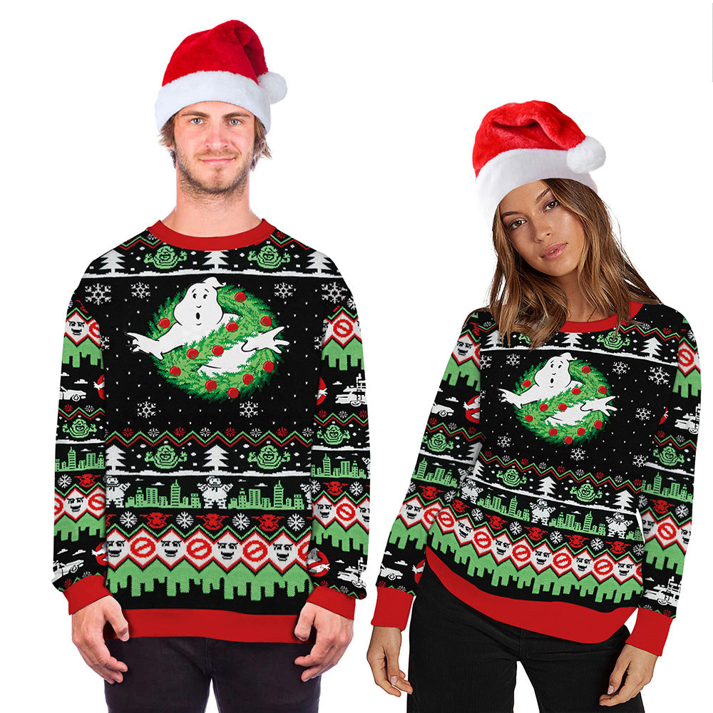Youthful Christmas Print Sweater - Trendy Street Style