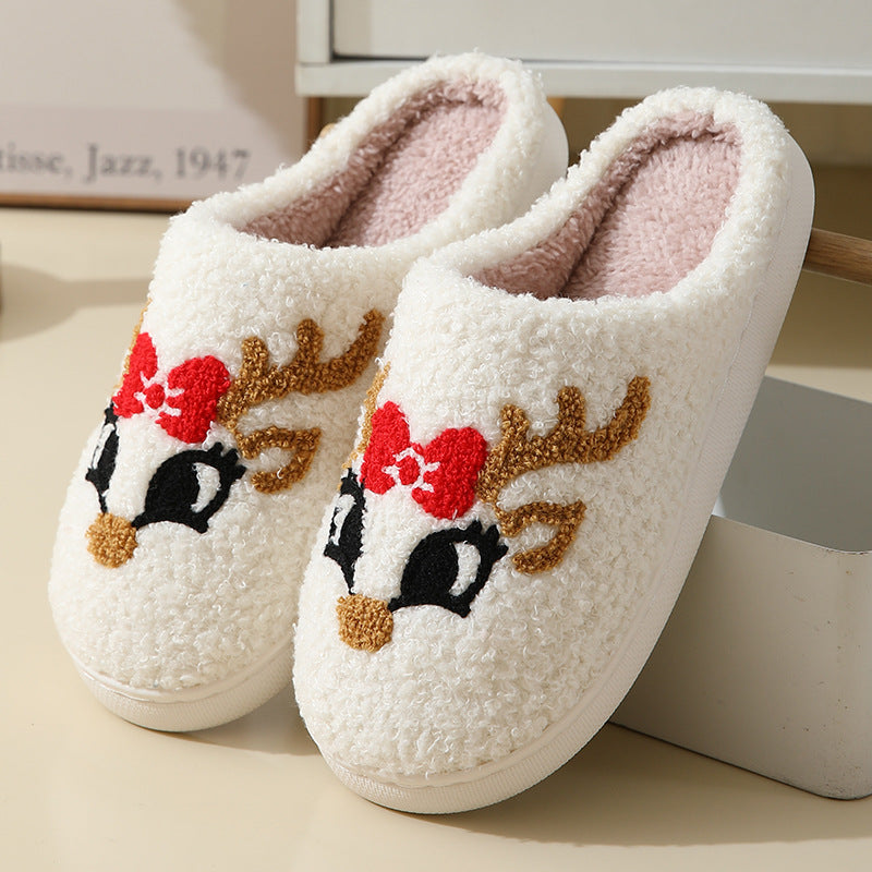 Cozy Cartoon Santa & Animal Winter Slippers for Couples