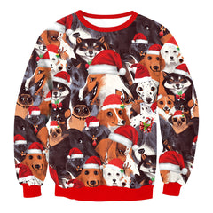 Cozy Round Neck Christmas Sweater with Festive Prints