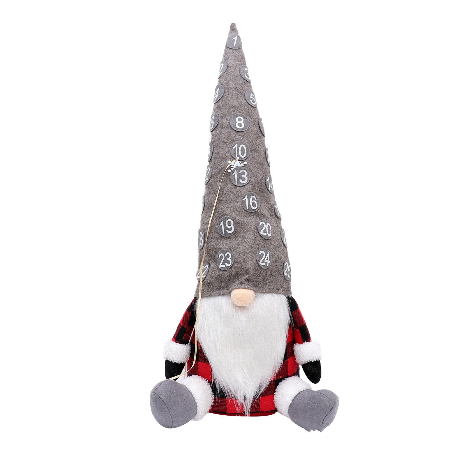 Festive Countdown Christmas Doll Ornaments - Gray/Red Hats